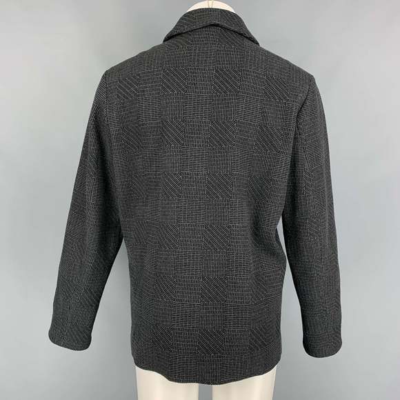 CALVIN KLEIN COLLECTION Charcoal Black Textured Wool  Cashmere Jacket - Picture 4 of 7